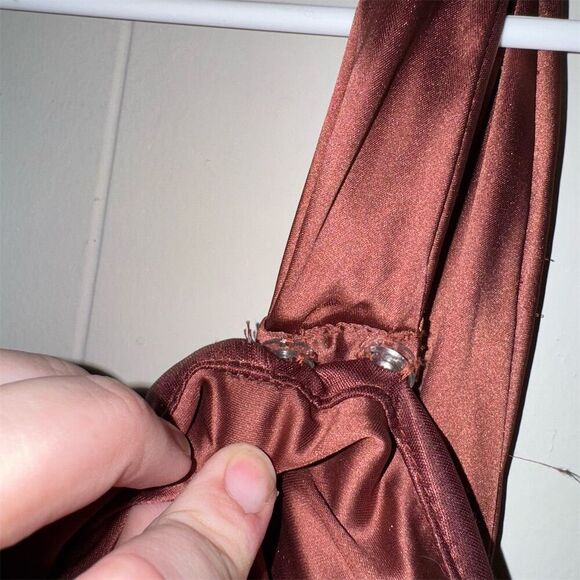 Revelry Women's Brown Satin Maxi Dress M Party Cocktail Removable Straps - Picture 4 of 5